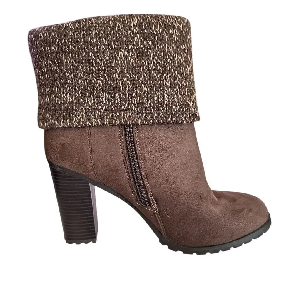 Leila Stone Jarae Women's‎ Brown Ankle Bootie Heel Size 8.5 Casual Block Heel - Picture 3 of 12